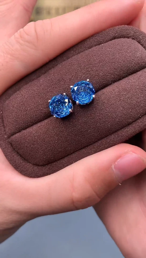 银S925镶嵌托帕石耳钉1212