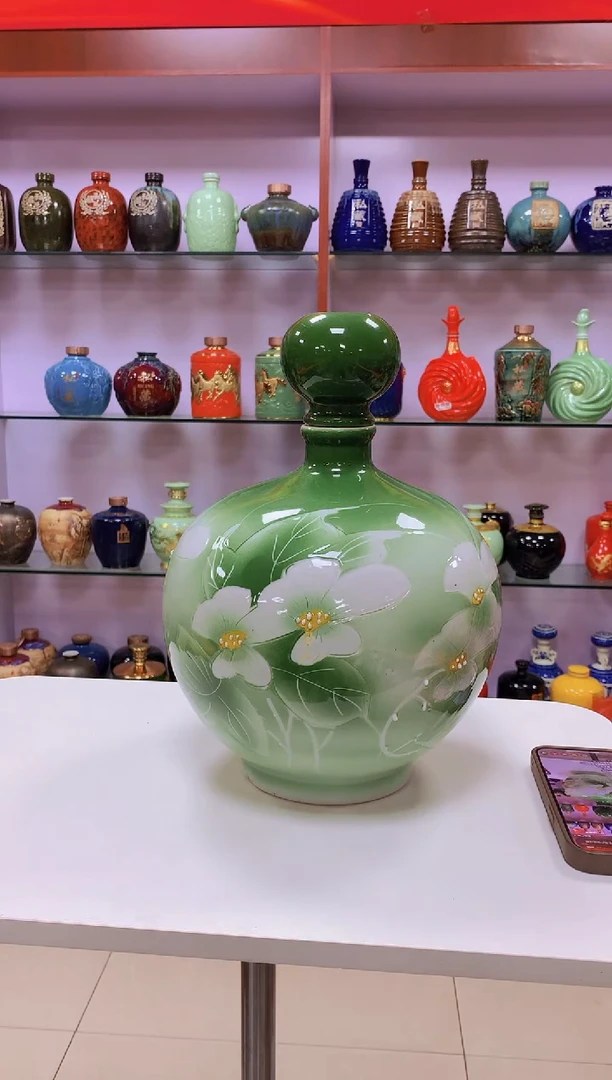10斤装绿菊花陶瓷空瓶