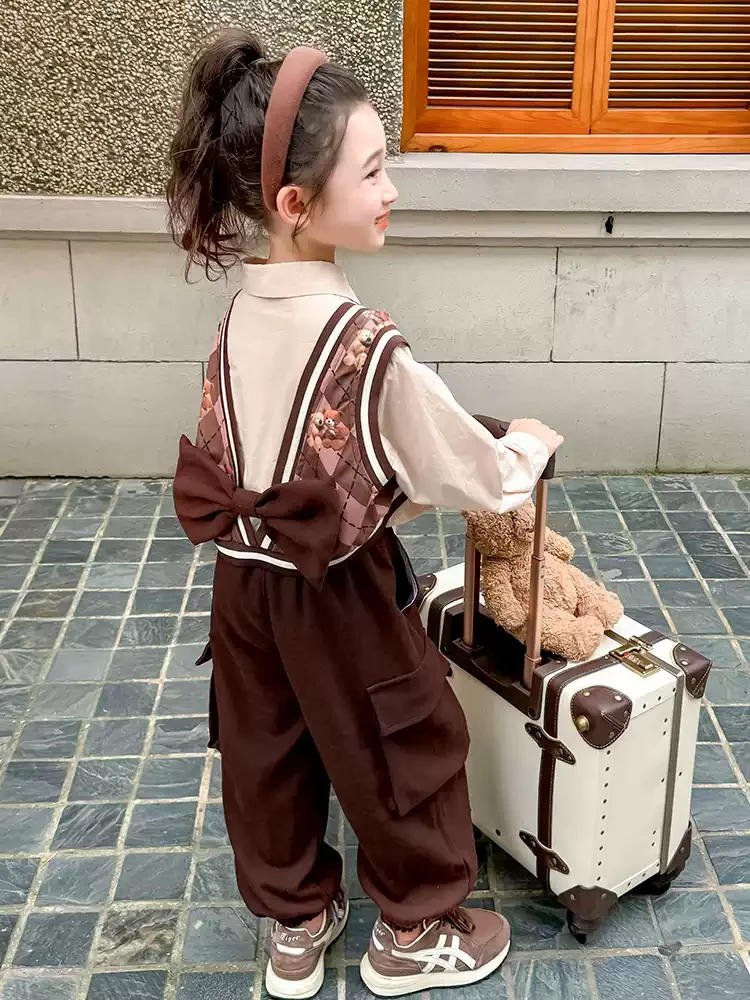 女童秋季套装2025新款洋气儿童秋装时髦工装小女孩宝宝炸街两件套