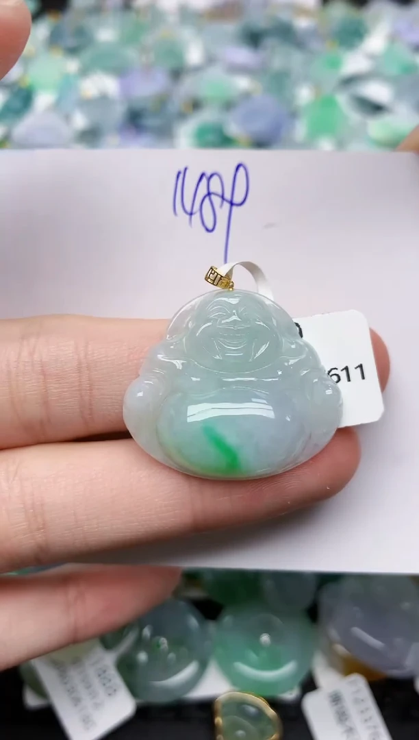 颈饰18K金镶嵌翡翠天然缅甸A货翡翠百元以上9元证书费自理