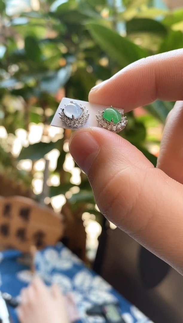 【闪购商品】翡翠耳饰银S925镶嵌耳饰
