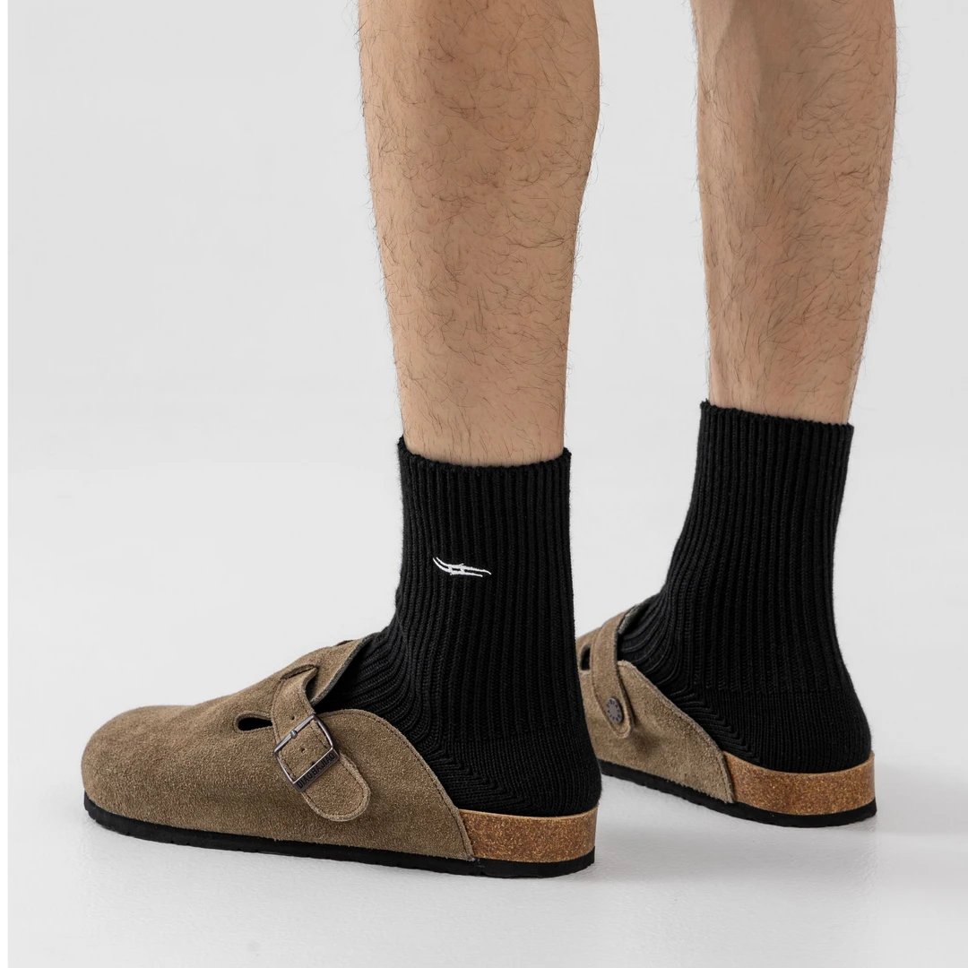 IGNOTUSOCULUS粗针日系潮袜春夏季细纱纯色中短筒袜潮流男棉袜子