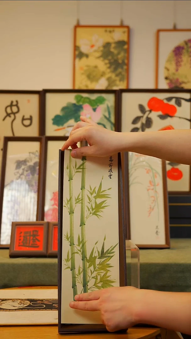 国画13*40不落名绘画带框发货   630绿竹
