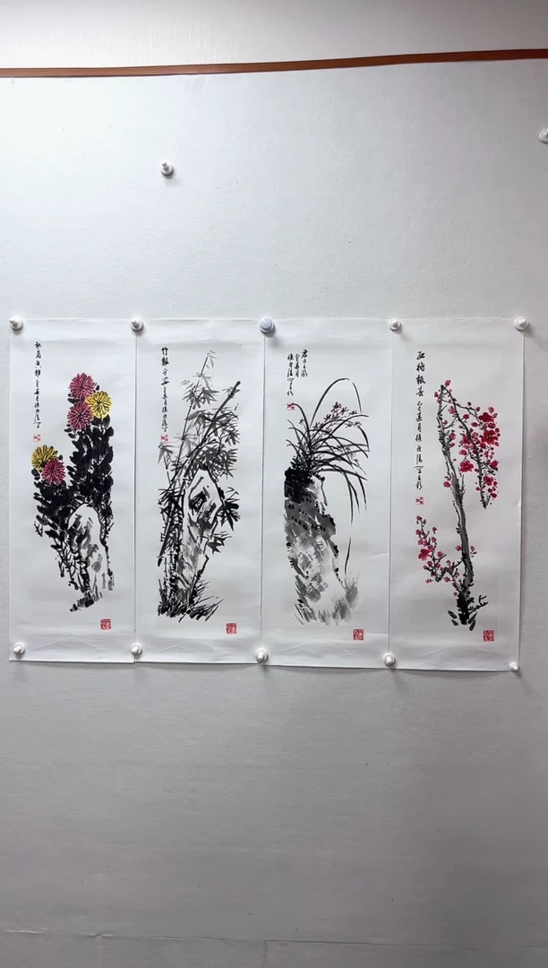 国画湖社-徐庐陵-国画四条屏