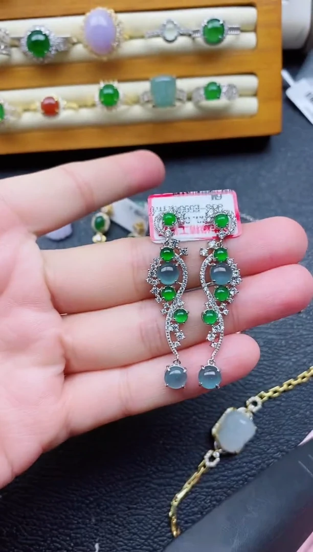 银S925镶嵌戒指翡翠1