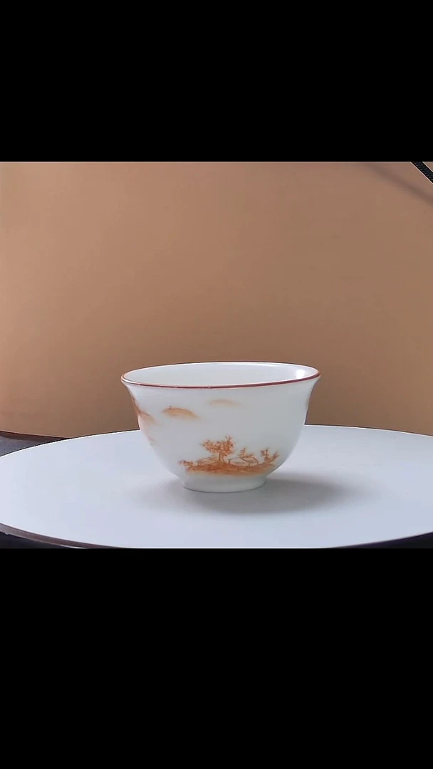 主人杯矾红彩绘碗口主人杯礼盒装