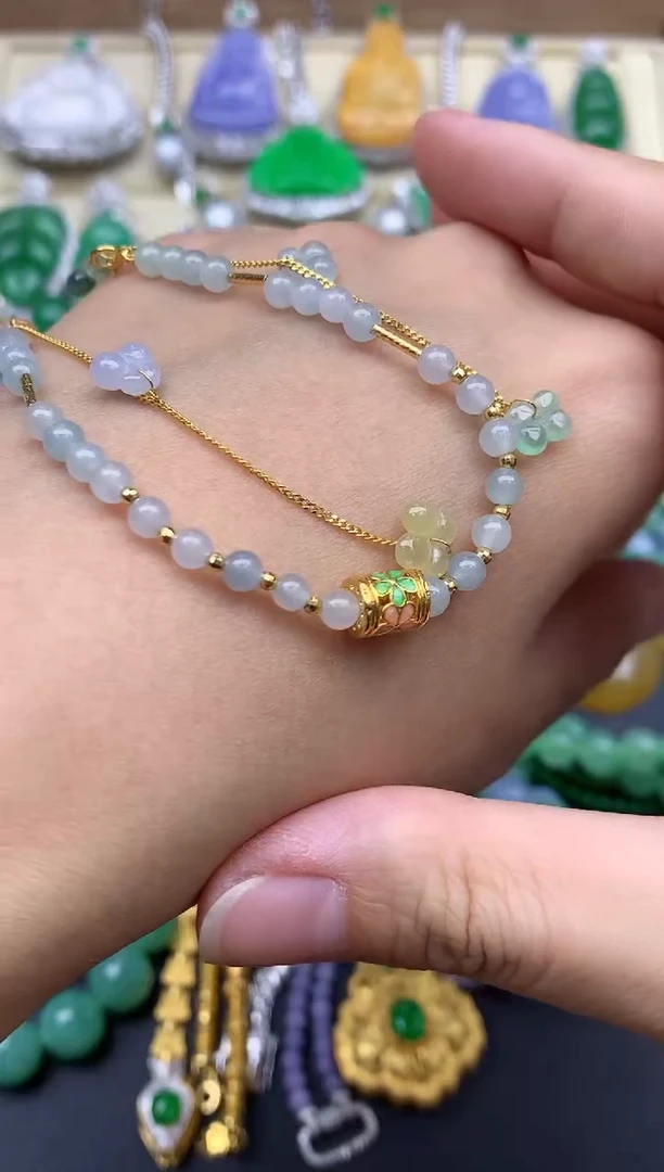 18K金镶嵌手链翡翠401-春日珠宝
