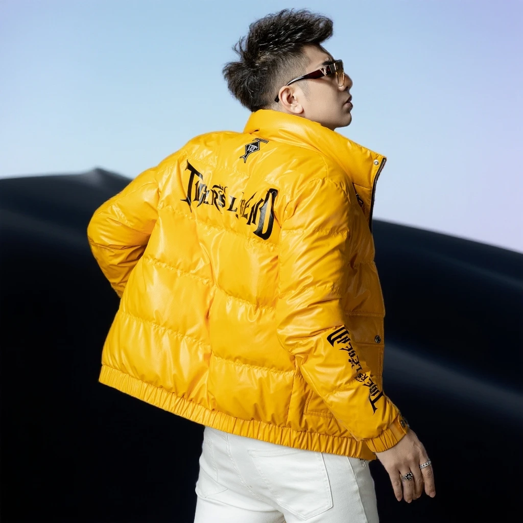 巴赛娜缇男装羽绒服冬季新款黄色白鸭绒加厚防寒男装外套冬季保暖