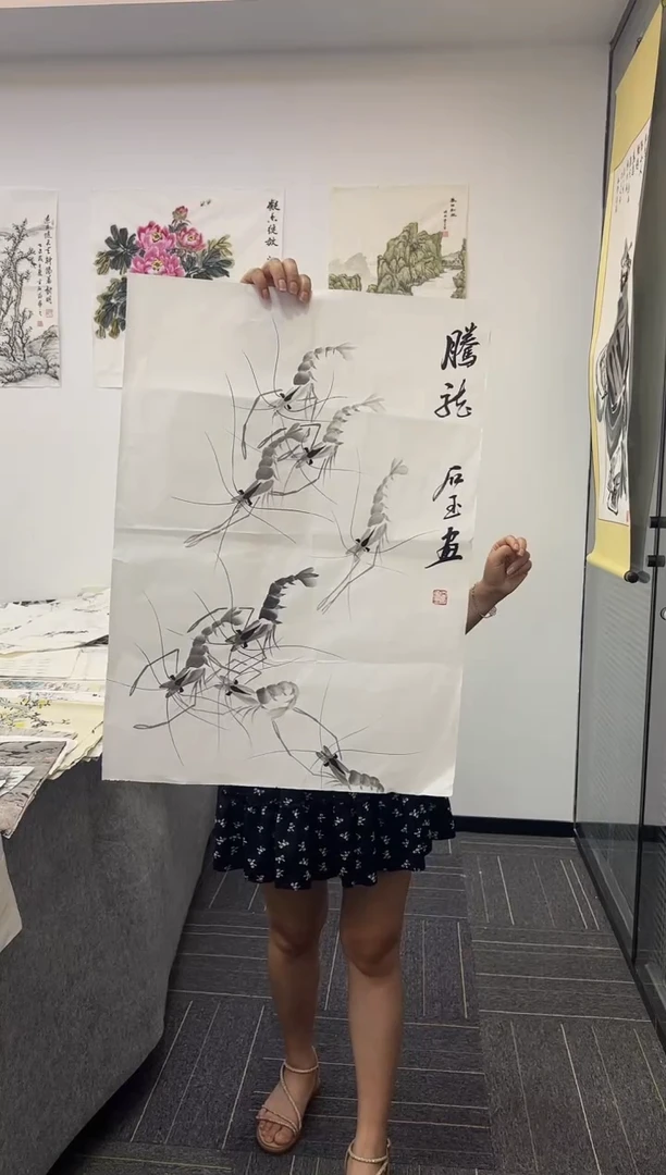 国画 国画国画鉴赏手绘实稿-虾-46*70