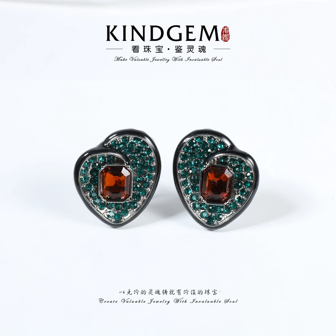 铜合金锆石耳饰 KindGem 奢华设计师款气质时尚耳环 C-44732