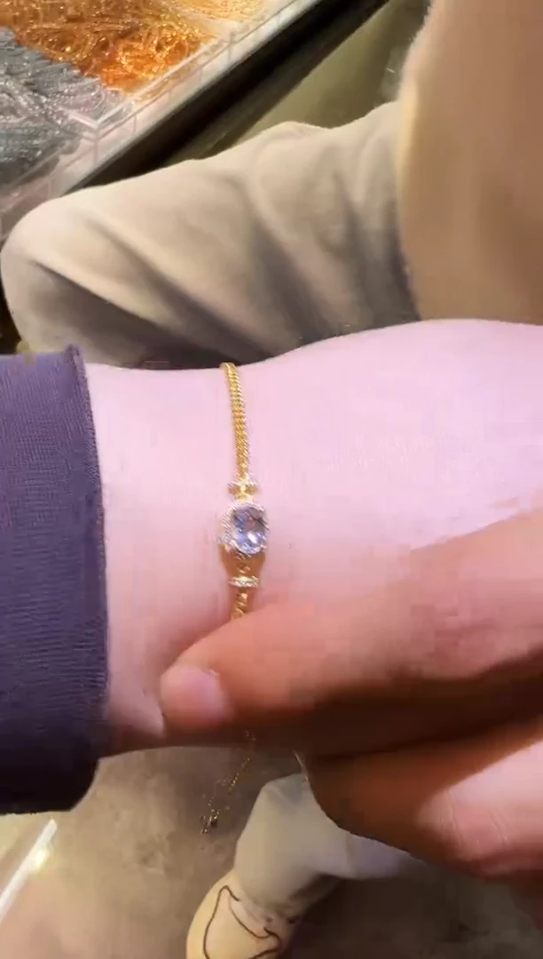 银S925镶嵌手链海蓝宝石1210m040多样性发其一