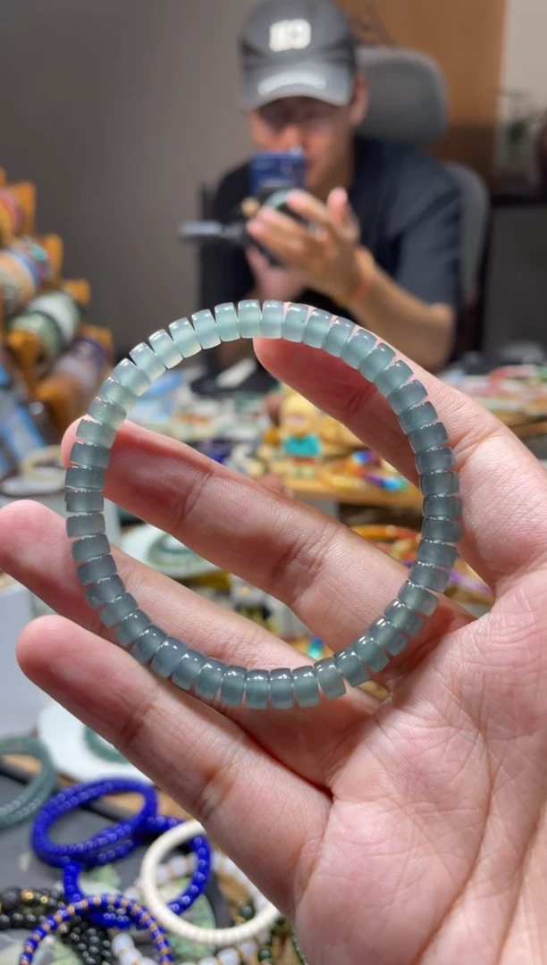 未镶嵌手串翡翠6mm药片高冰蓝翡翠手串