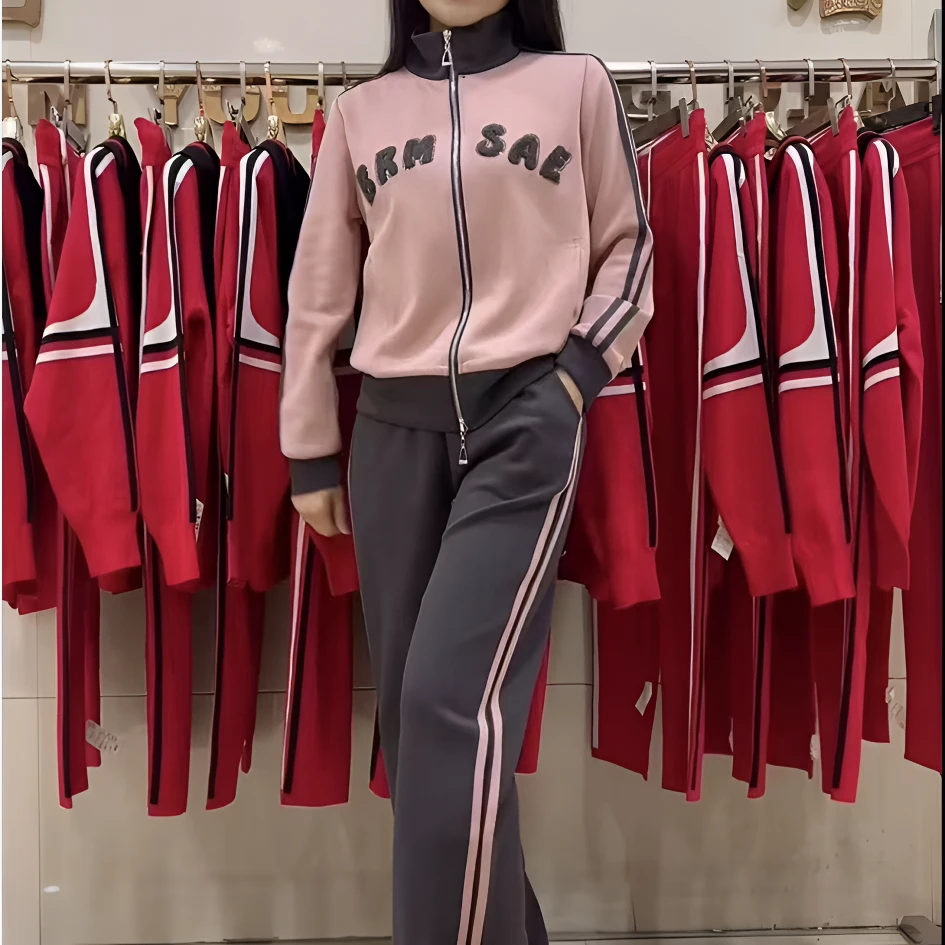 【彩依】22601运动休闲套装长袖立领开衫洋气气质春秋宽松时尚