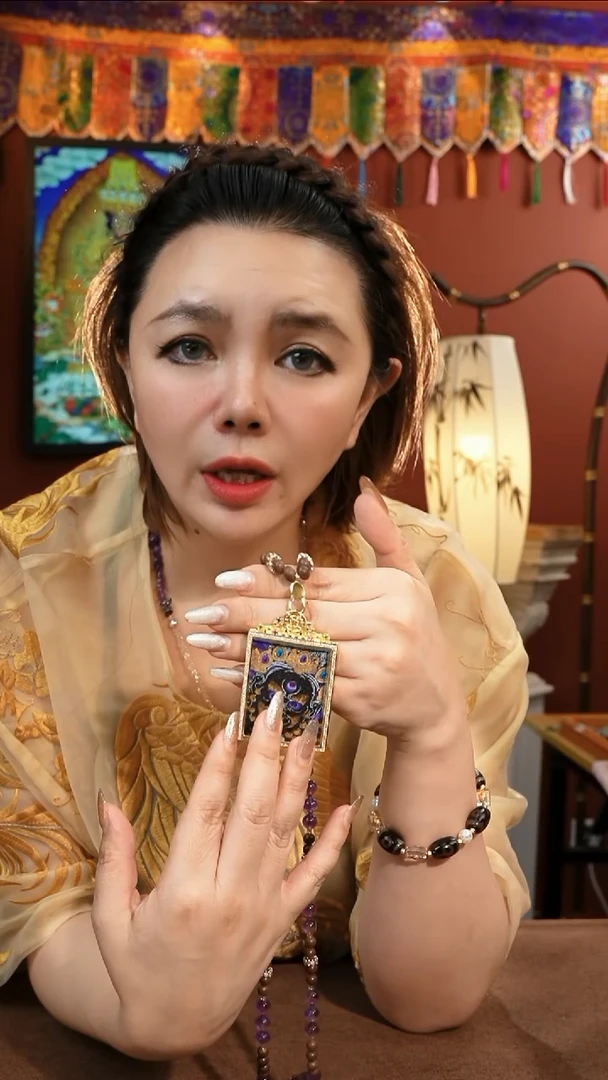 铁合金花岗石大黑天宋锦项链