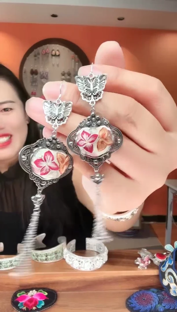 非遗苗绣苗银锁骨链43