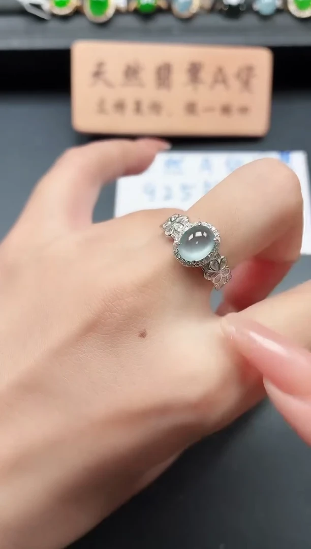 银S925镶嵌戒指翡翠111