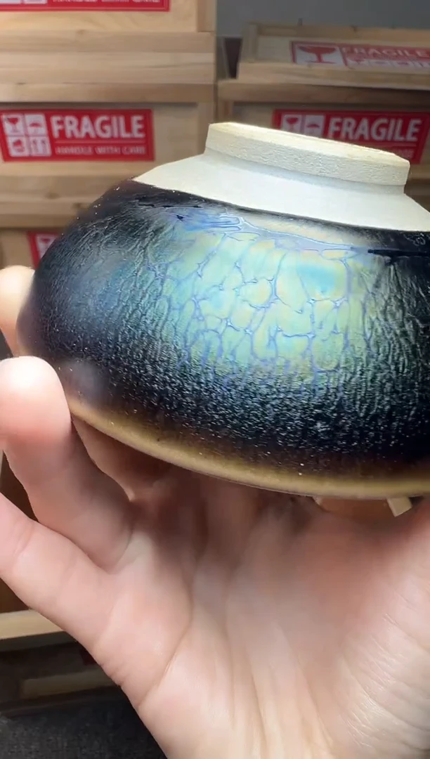 茶盏彩蝶 建窑建盏主人杯