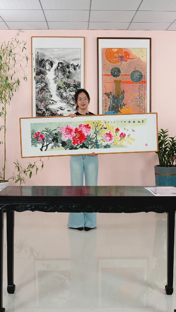 国画汪琼 《惠风和畅》手绘含框162*47厘米