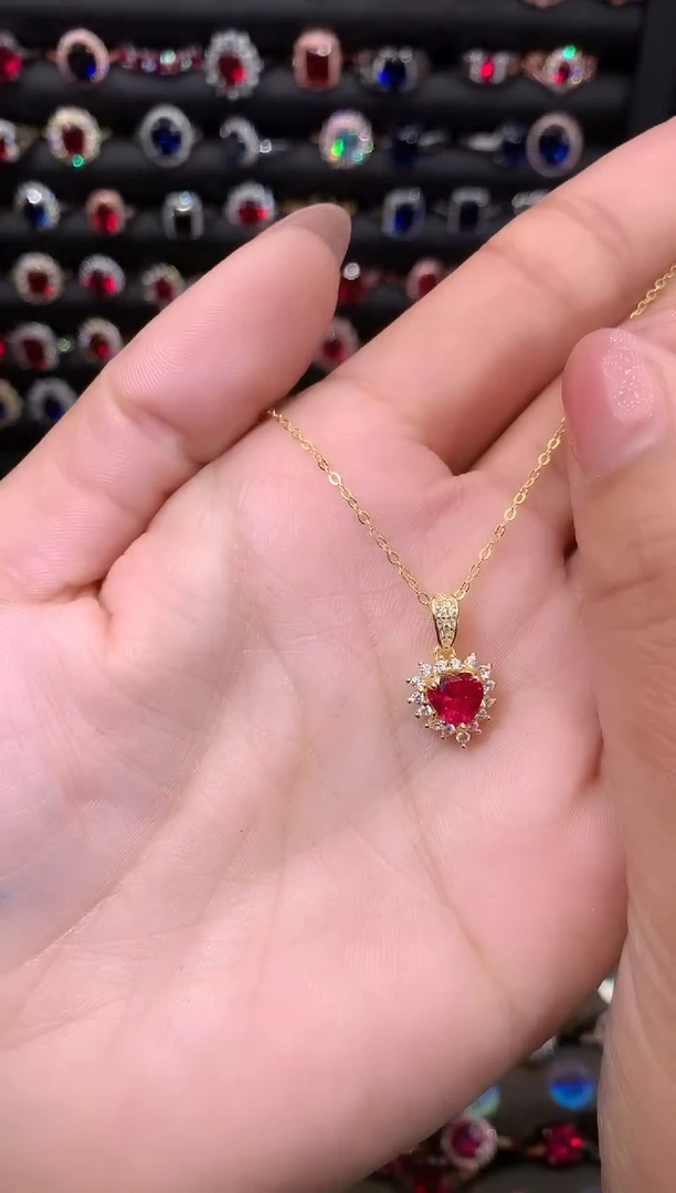 【闪购商品】红宝石吊坠(赠链)银S925镶嵌1