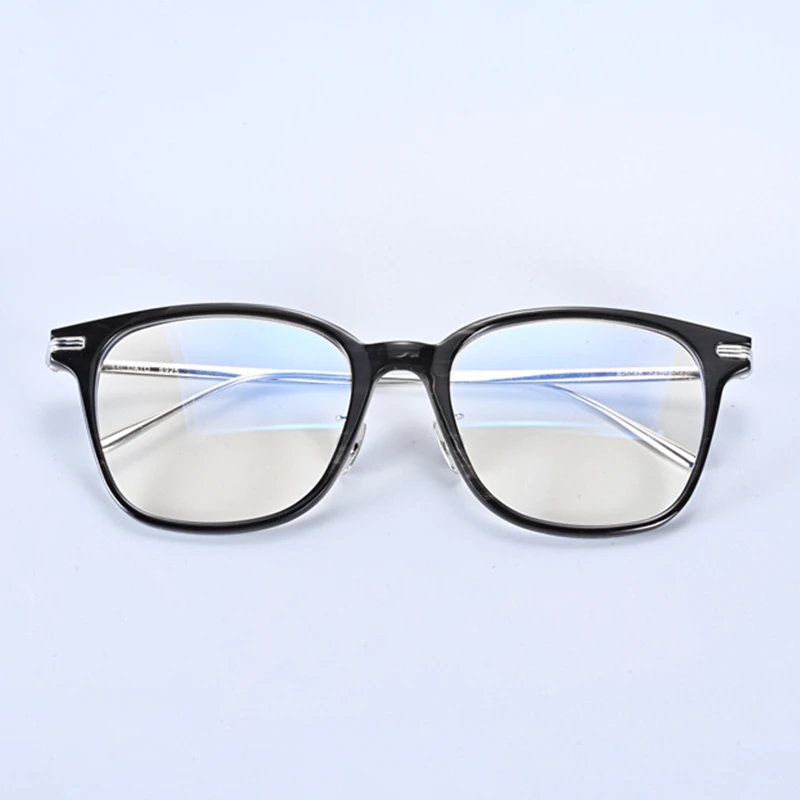 复古眼镜时尚近视眼镜框百搭圆框男女圆框复古牛角S925银大脸1086