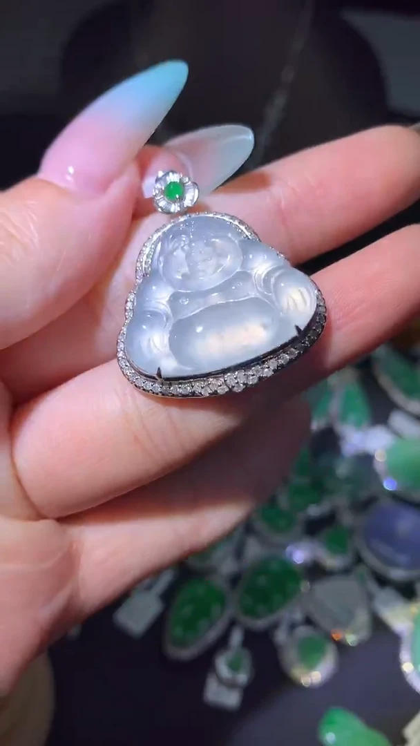 吊坠(不含链)18K金镶嵌翡翠吊坠