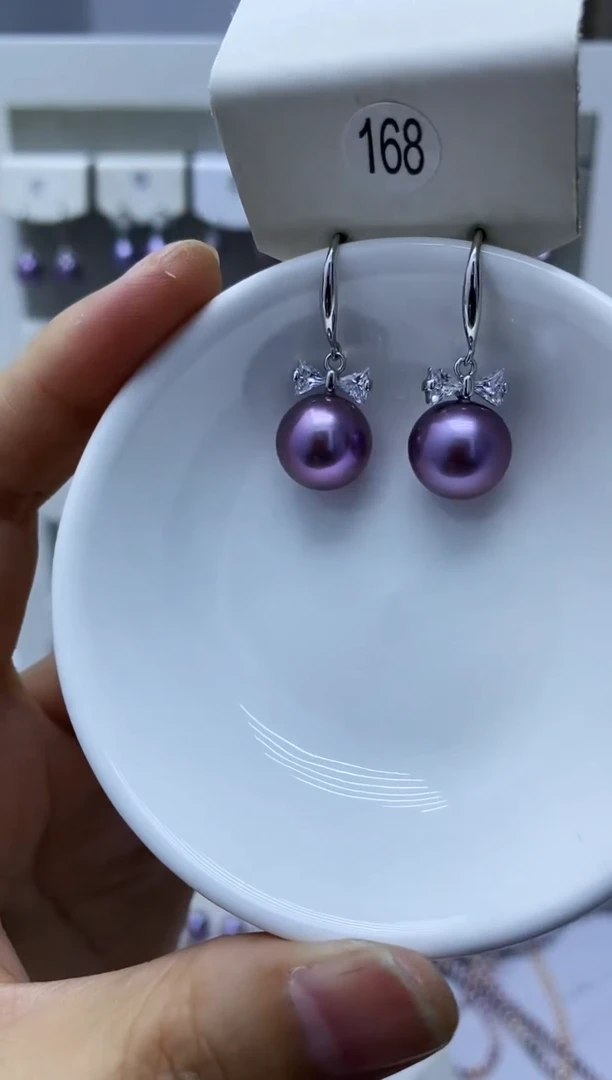 银S925镶嵌淡水珍珠耳饰168