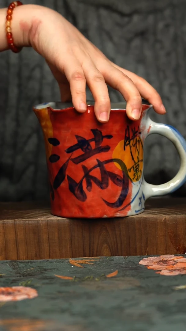 杯釉下彩手工手绘同款陶器