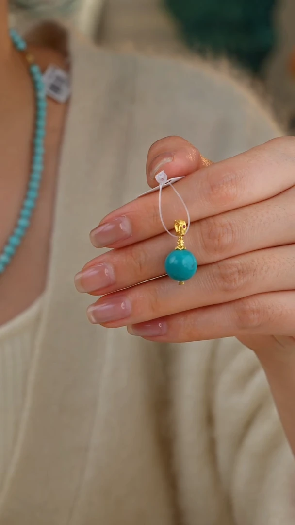 【闪购商品】绿松石吊坠(不含链)18K金镶嵌1