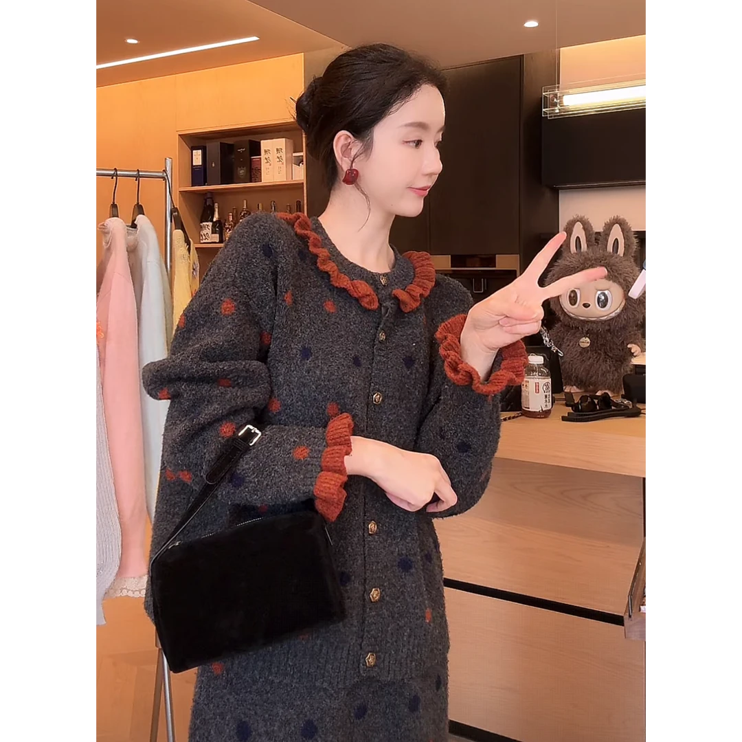 Zwinnie/詹维尼【南瓜色波点】秋冬韩版休闲百搭套装XH-WYM202520