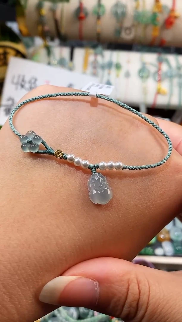 散珠翡翠貔貅手绳 手围15