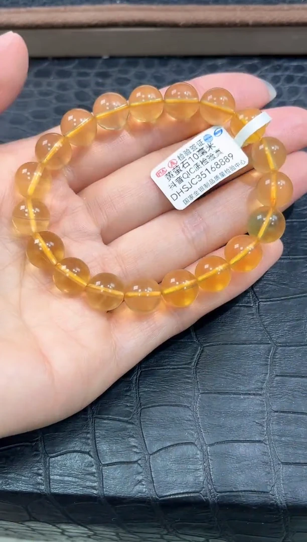 未镶嵌手链水晶63号黄萤石单圈10+mm