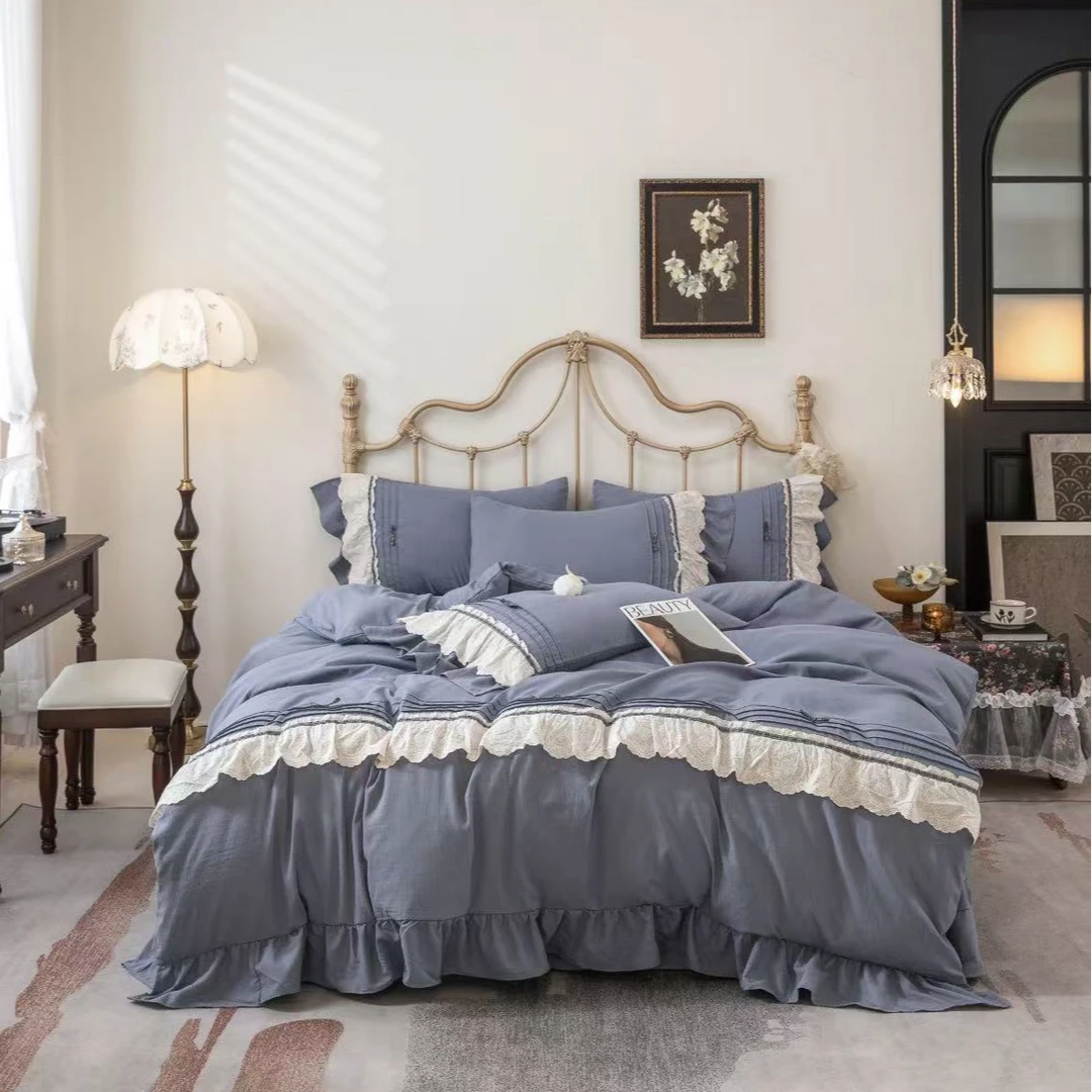 韩版水洗棉花边款四件套珍妮