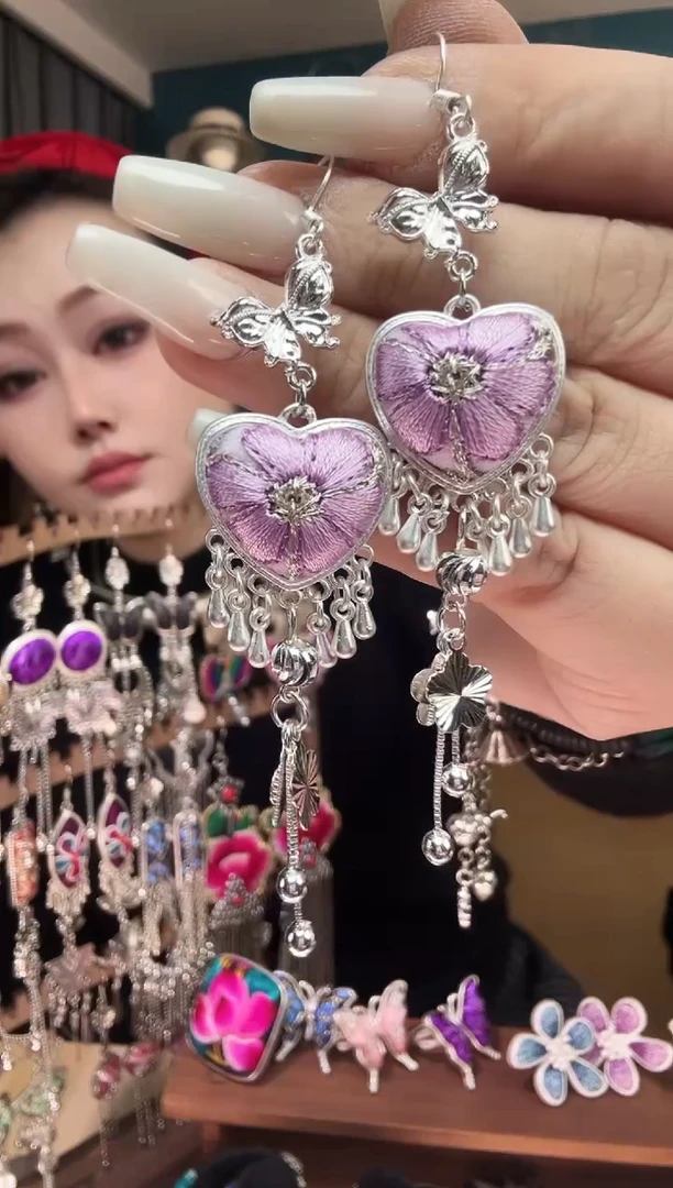 刺绣纯手工民族风刺绣耳环