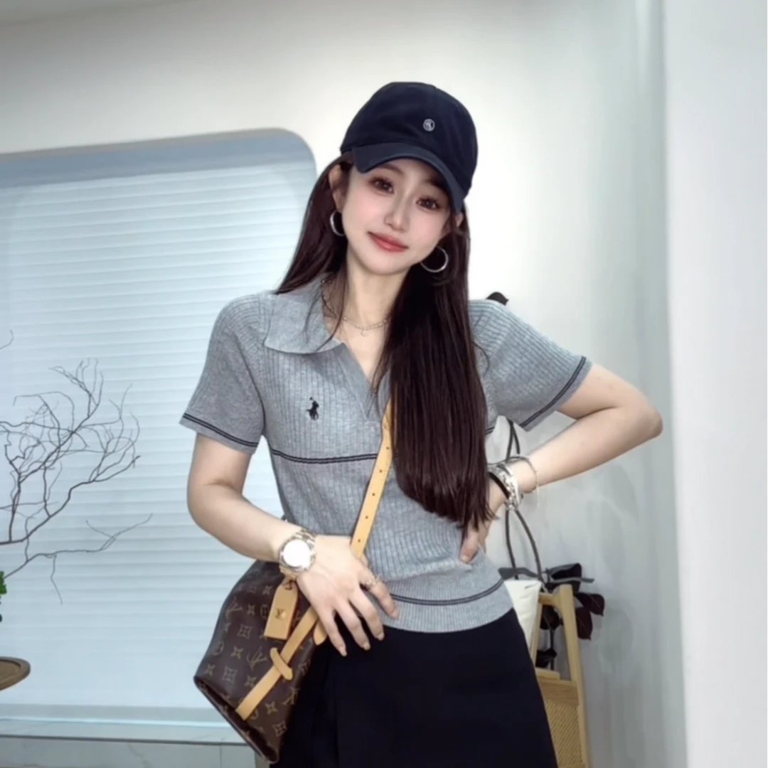 YX七SYV20250619领polo针织上衣时尚休闲百搭显瘦