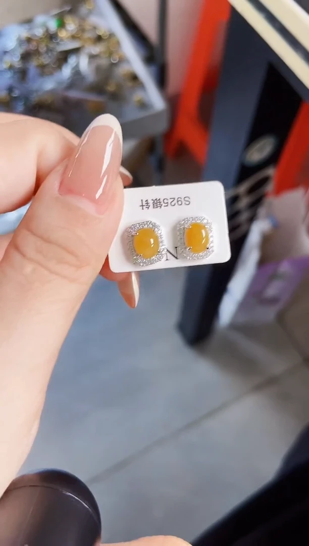 银S925镶嵌翡翠耳饰21