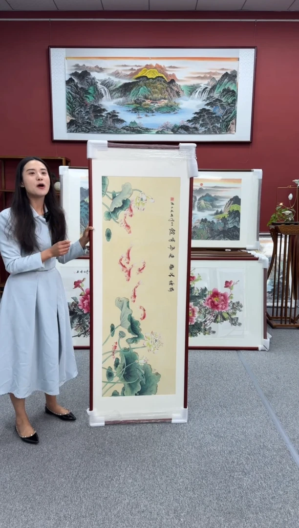 国画手绘  连年有余  172*62