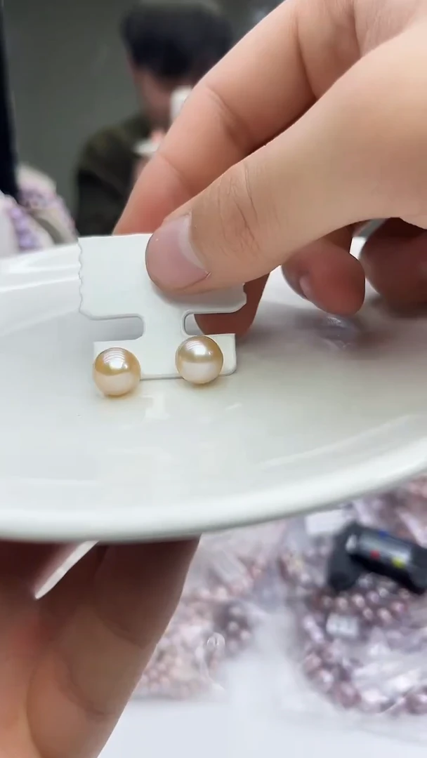 未镶嵌耳饰淡水珍珠中国红耳饰