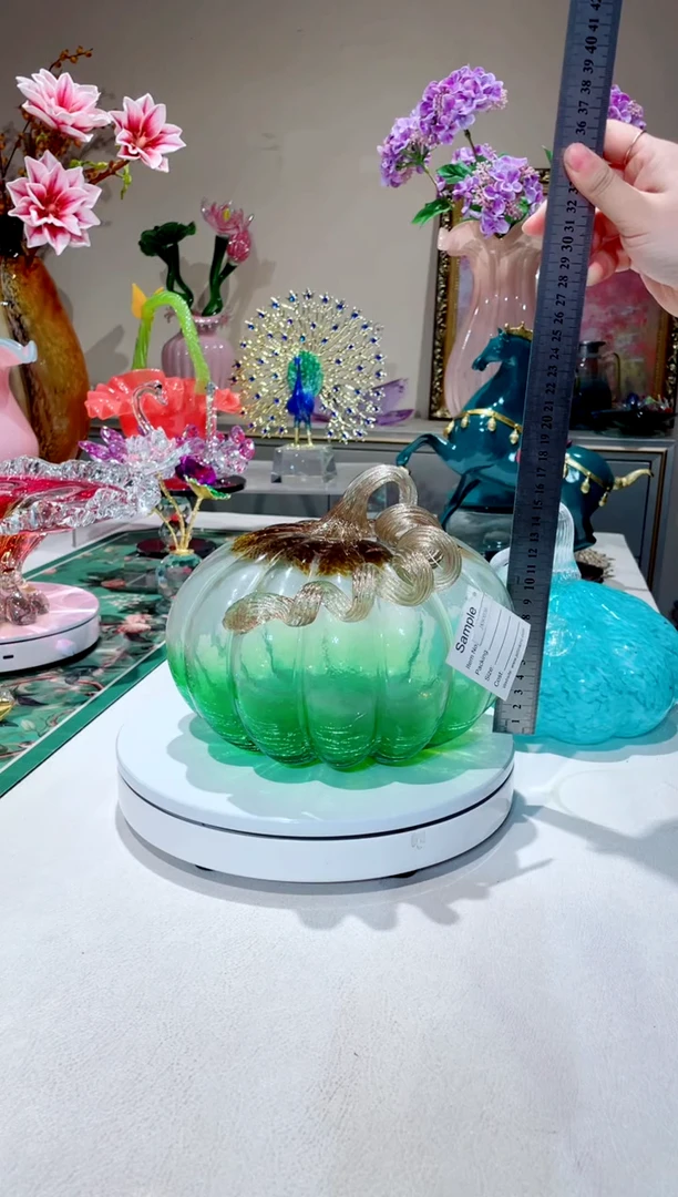 琉璃手工艺品   咖绿 超大南瓜微瑕