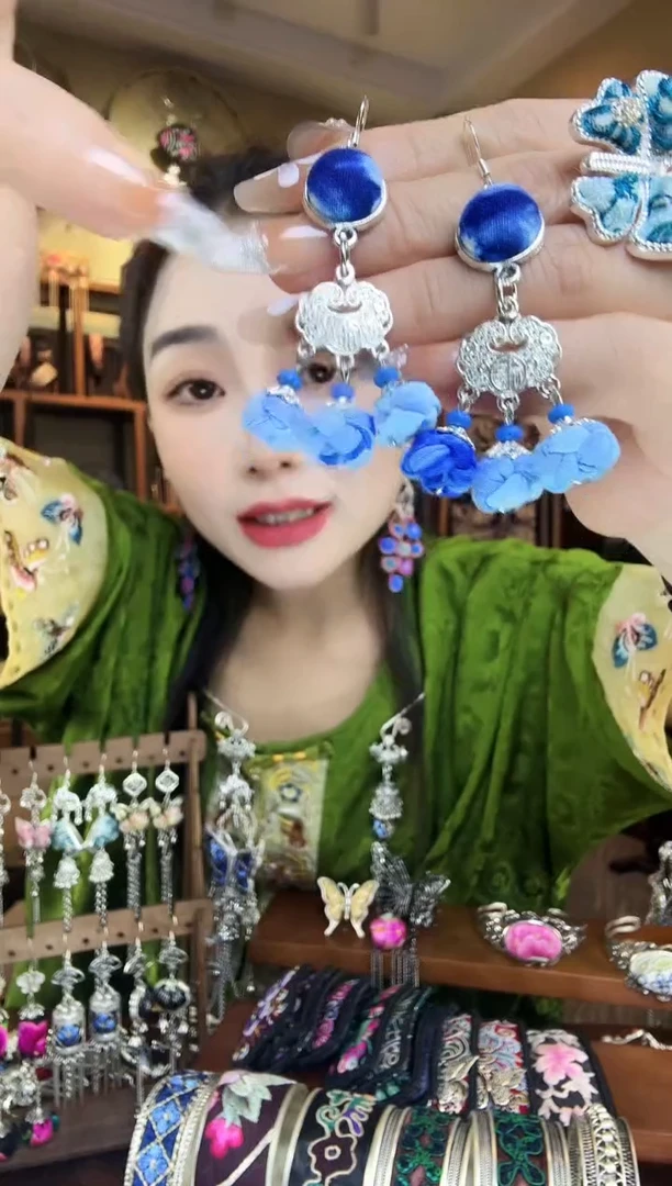 刺绣非遗刺绣民族风耳环