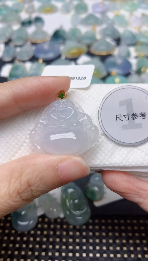 颈饰18K金镶嵌翡翠天然缅甸A货翡翠