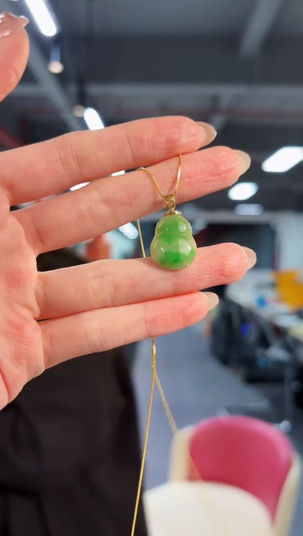【闪购商品】翡翠吊坠(不含链)18K金镶嵌缅料A货/支持复检/一件