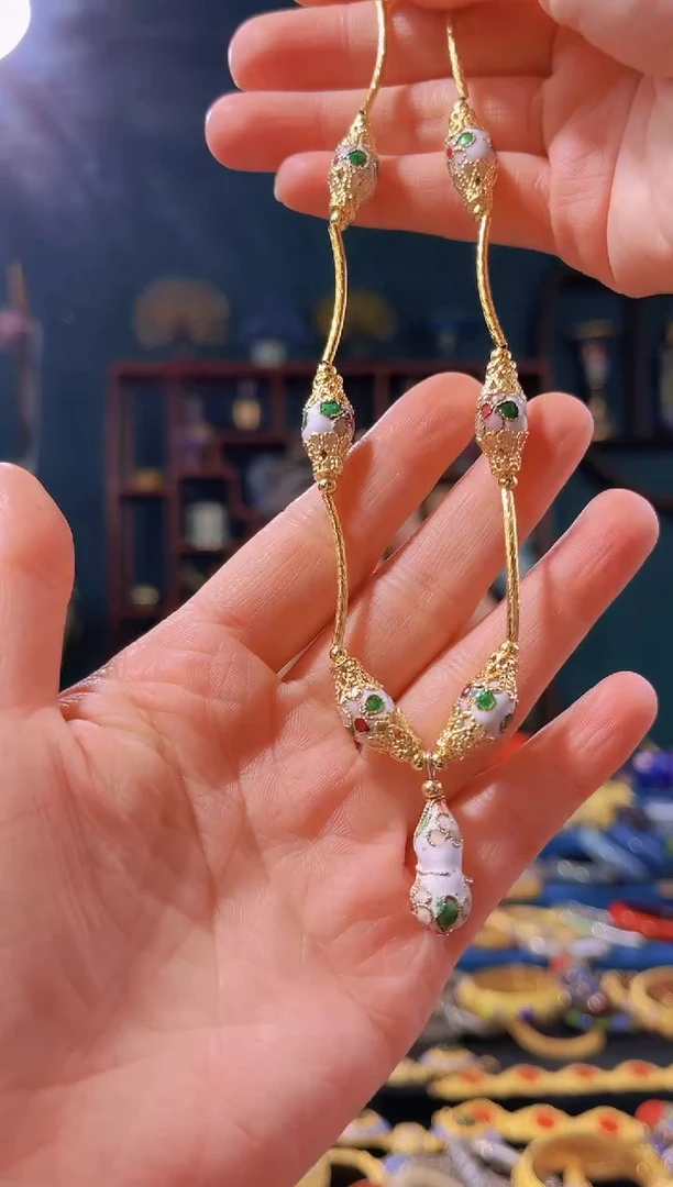 【闪购商品】非遗技艺花丝景泰蓝项链白色