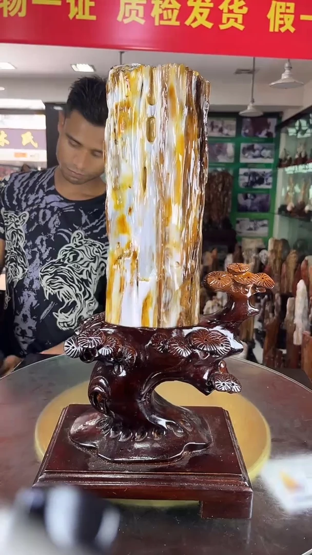 未镶嵌珠宝奇石硅化玉缅甸天然树化玉摆件