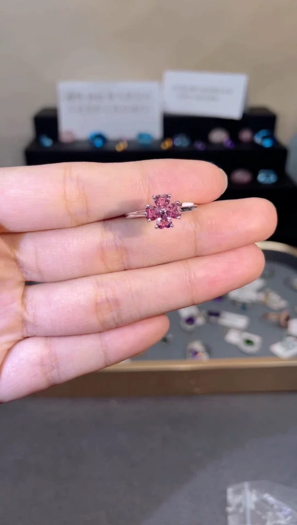 银S925镶嵌戒指碧玺天然宝石