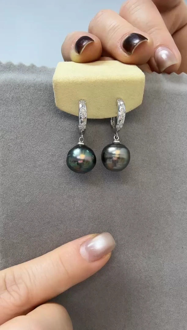 未镶嵌耳饰海水珍珠大溪地13.2mm+S925耳环