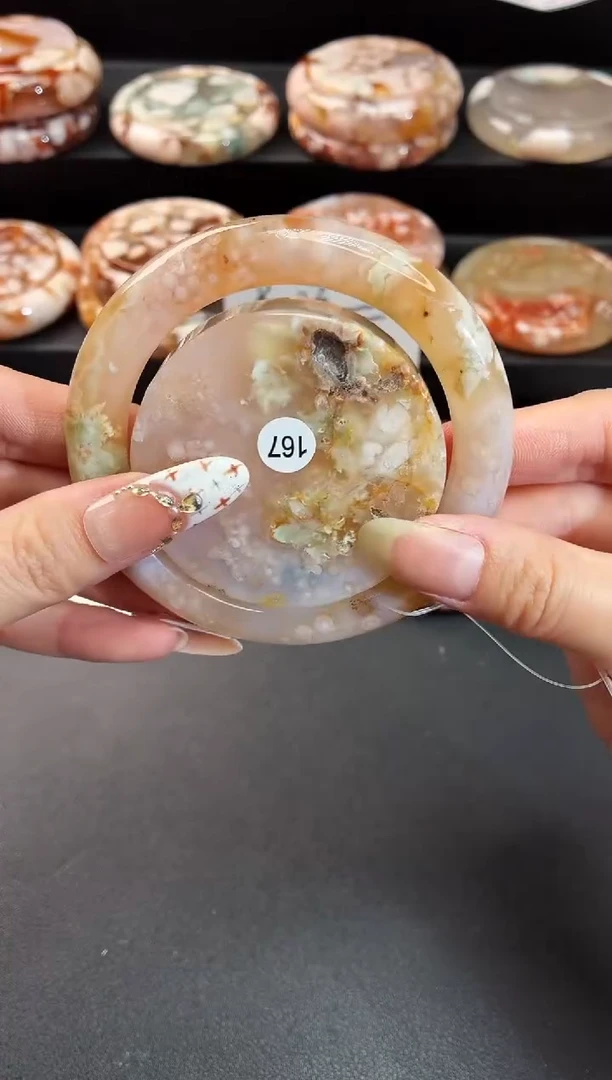 手镯玛瑙/玉髓未镶嵌石英质玉60圈59/60带(赠送镯心)