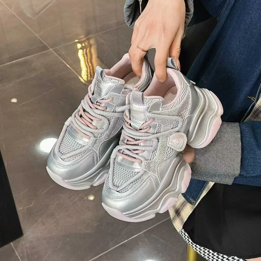 2025春季新款8101欧货烫钻老爹鞋女厚底百搭轻便休闲运动鞋女鞋