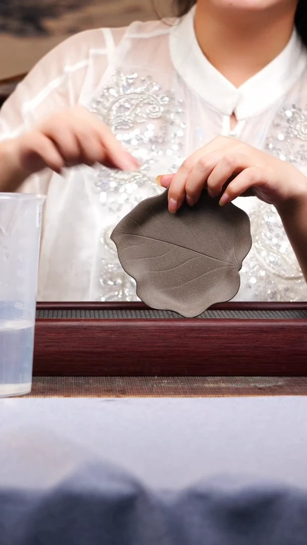 宜兴手工紫砂作品 一叶知秋 茶垫茶具