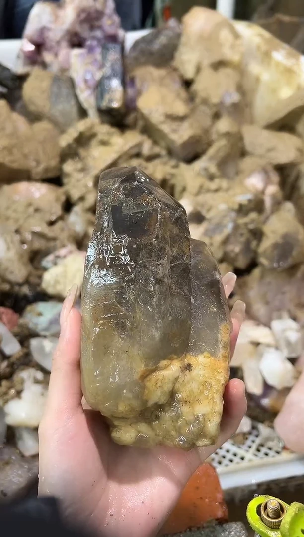 未镶嵌大型摆件（非配饰）水晶黑骨干水晶 739+底座