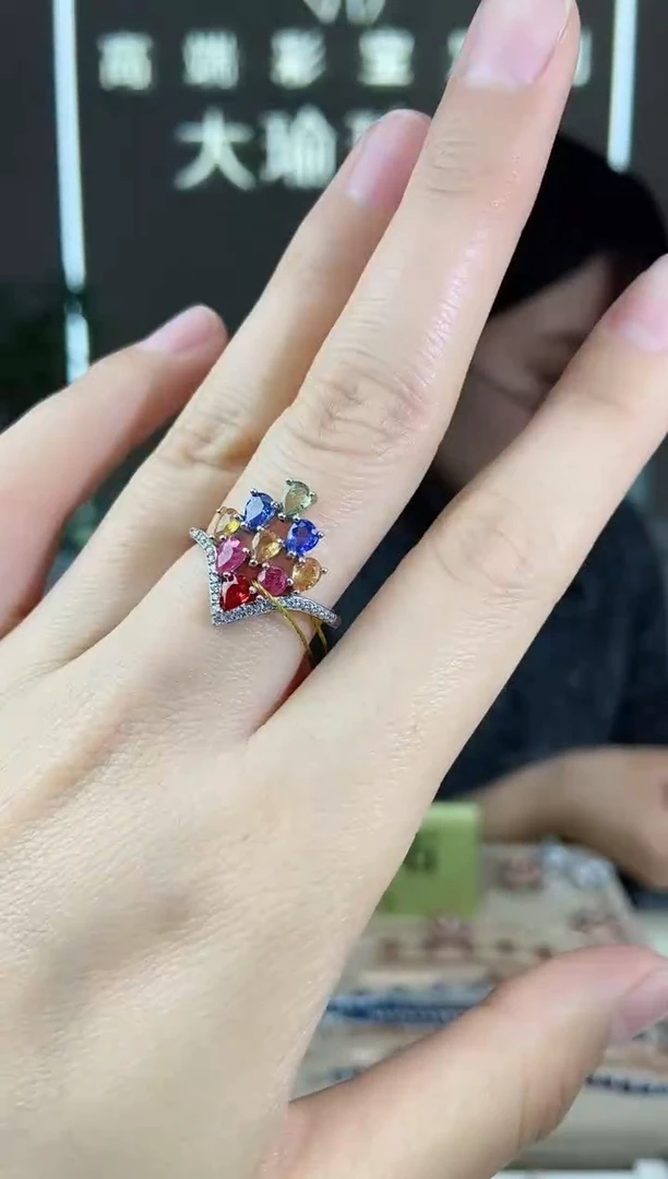 【闪购商品】彩色蓝宝石手饰银S925镶嵌手饰